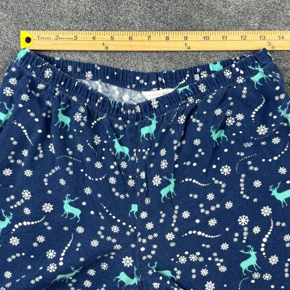 Charter‎ Club Intimates Womens Small Navy Blue Reindeer Snowflake Pajama Pants